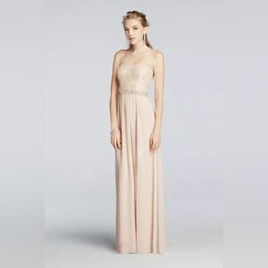 Strapless Lace Chiffon Bridesmaid Dress